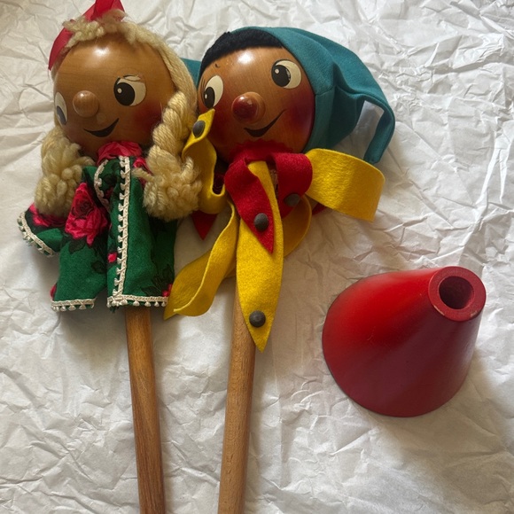Vintage Colorful Wooden Puppet Set